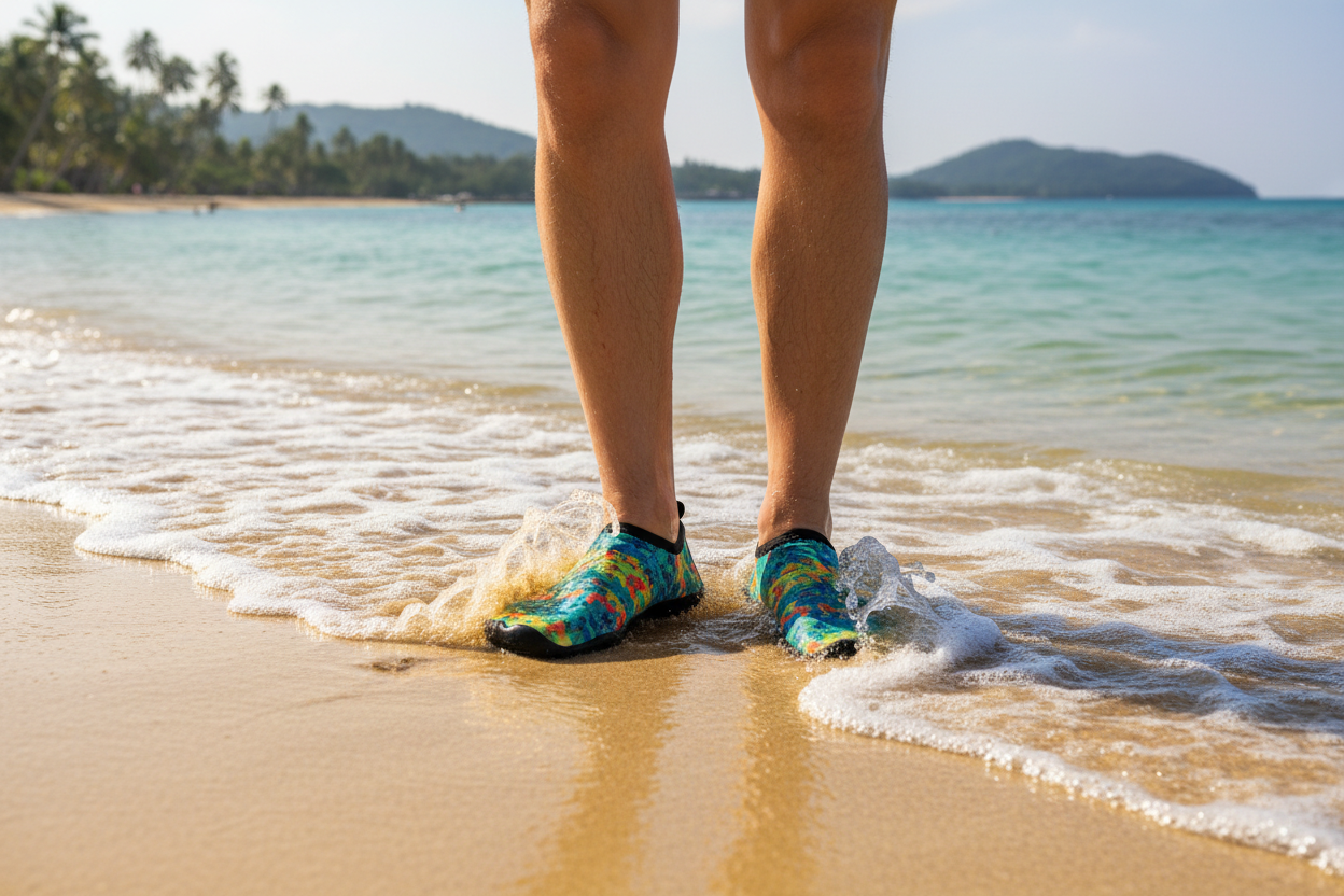 Chaussure aquatique sur plage